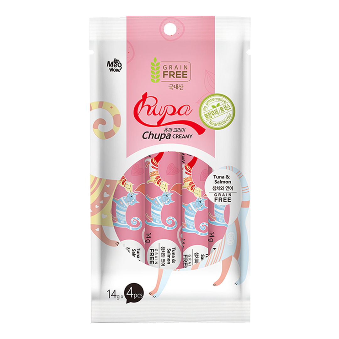 Meowow Chupa Creamy Tuna & Salmon 14g x 4pcs | Cat Treats | Cat Snacks BUY1TAKE1 (Save P160) (Expiry date Dec. 25, 2025)
