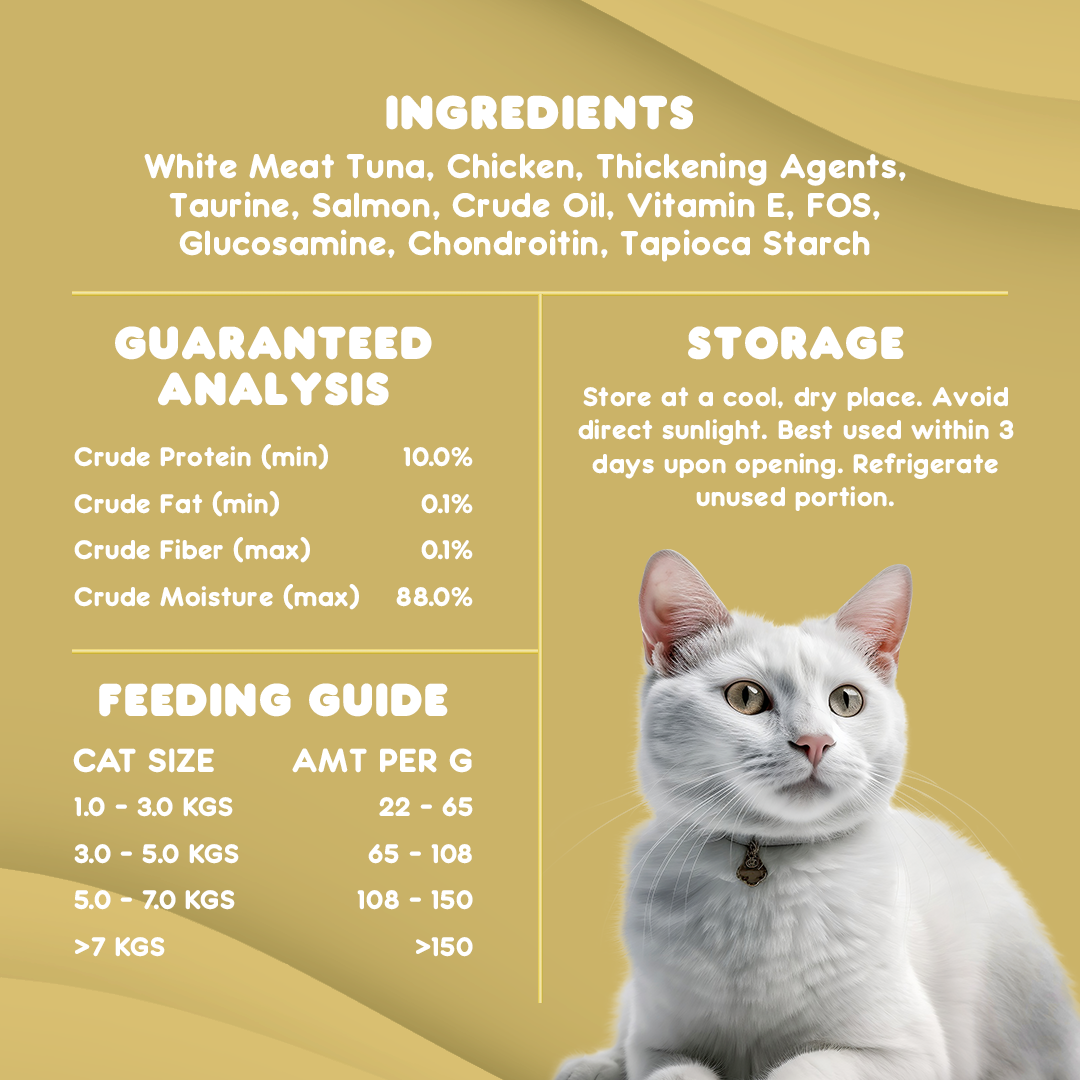 Okiko White Tuna Meat Topping Chicken in Gravy 70g | Cat Food (5pcs. for P120) (Save P105) (Expiry date Dec. 25, 2025)