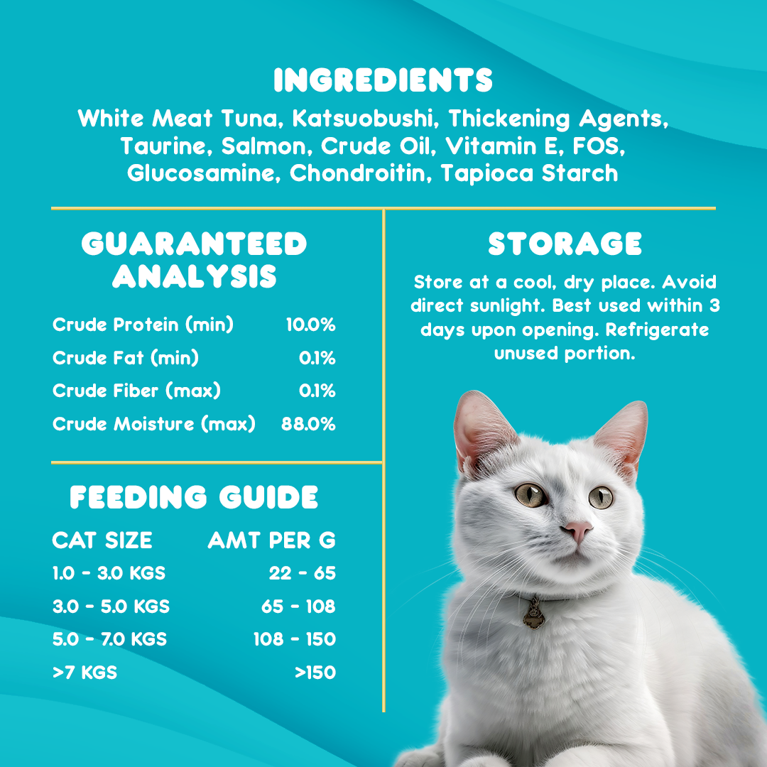 Okiko White Tuna Meat Topping Katsuobushi in Gravy 70g | Cat Food (5pcs. for P120) (Save P105) (Expiry date Oct. 25, 2025)