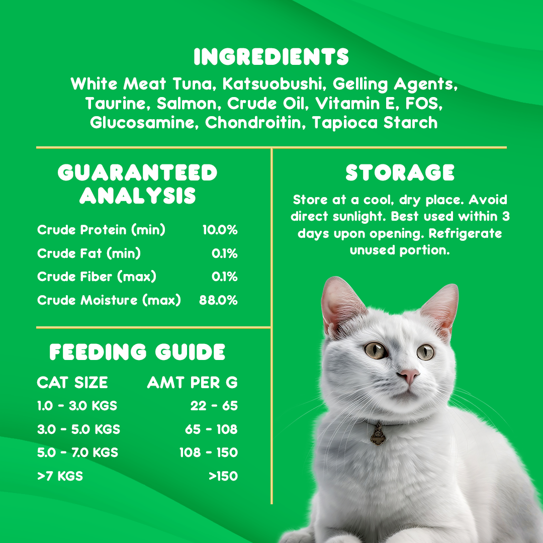 Okiko White Tuna Meat Topping Katsuobushi in Soft Jelly 70g | Cat Food (5pcs. for P120) (Save P105) (Expiry date Dec. 25, 2025)