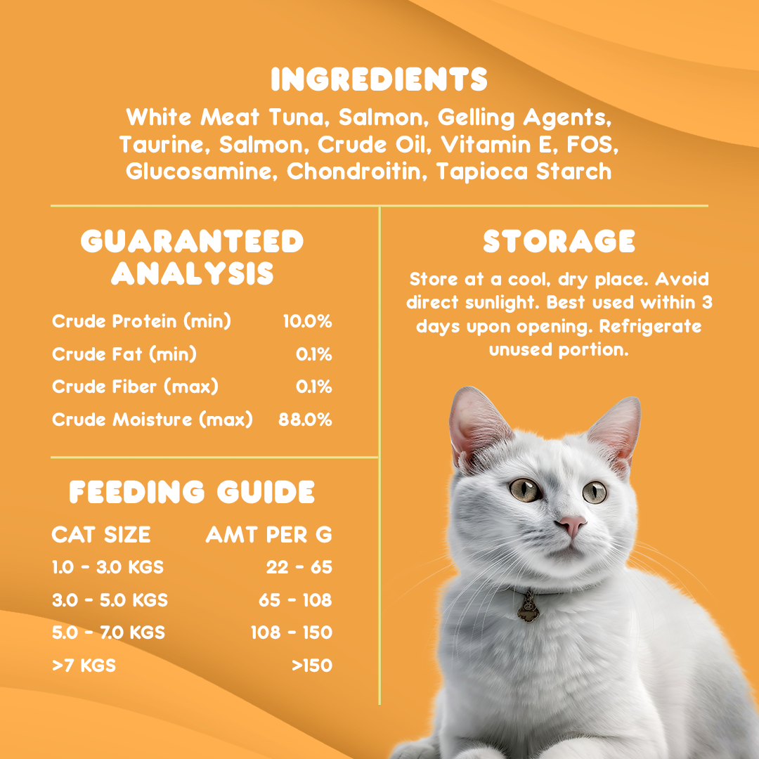 Okiko White Tuna Meat Topping Salmon in Soft Jelly 70g | Cat Food (5pcs. for P120) (Save P105) (Expiry date Nov. 25, 2025)