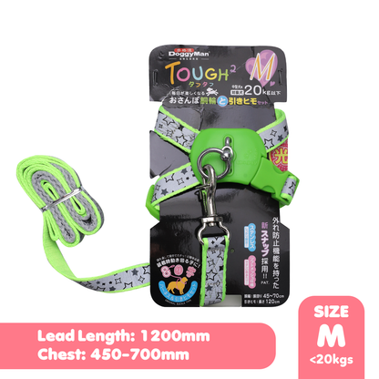 Doggyman Tough Tough Harness & Lead Set - Flourescent Star M