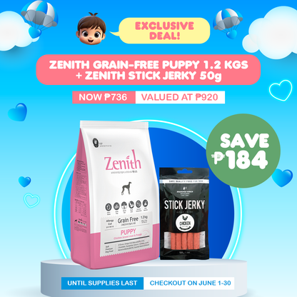 Zenith Grain-Free Soft Moist Dog Food Chicken Breast & Potato (Puppy) 1.2kg + 1 pack Zenith Jerky