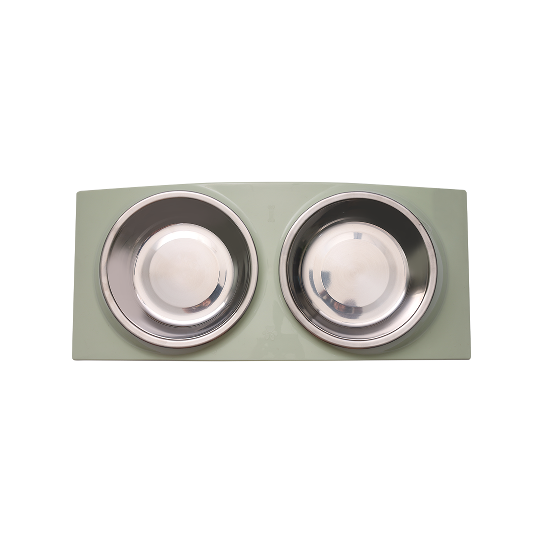 Kochi Pets Arch Double Pet Bowl Green