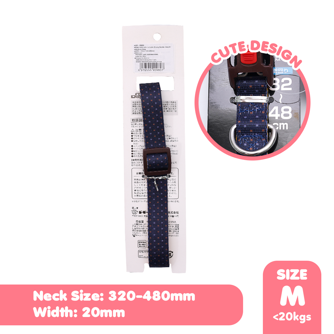 Doggyman Dog Collar with Lockable Strong Buckle - Navy Medium