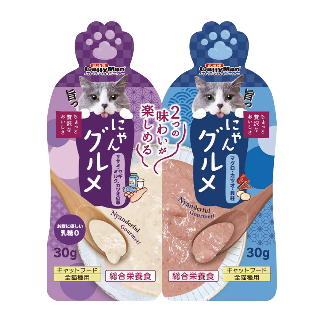 Cattyman Complete Twin Pouch Tuna Bonito Scallop Chicken Goat Milk Fish Roe Cat Treats 30g x 2